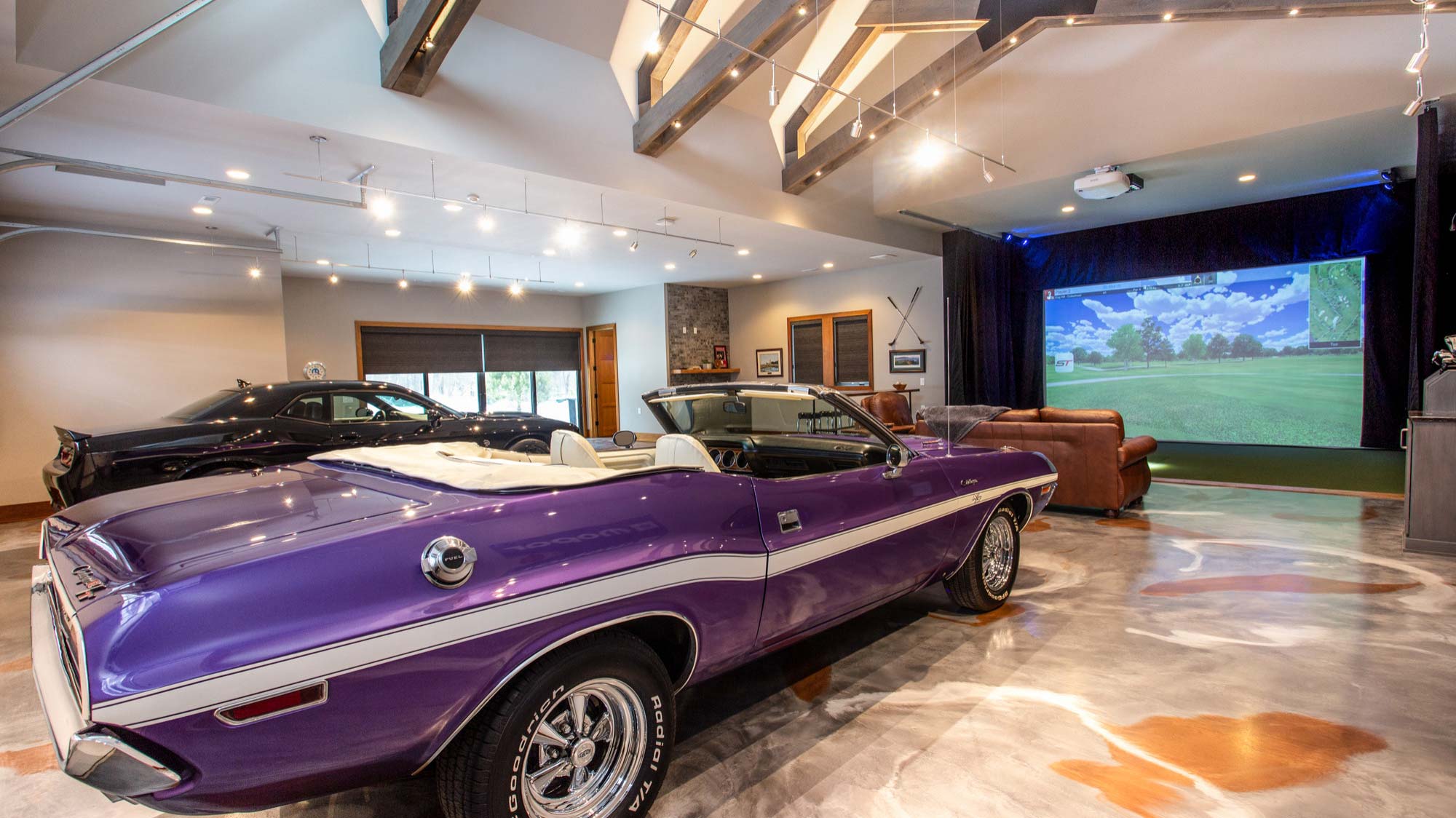 brown home with brown garage doors