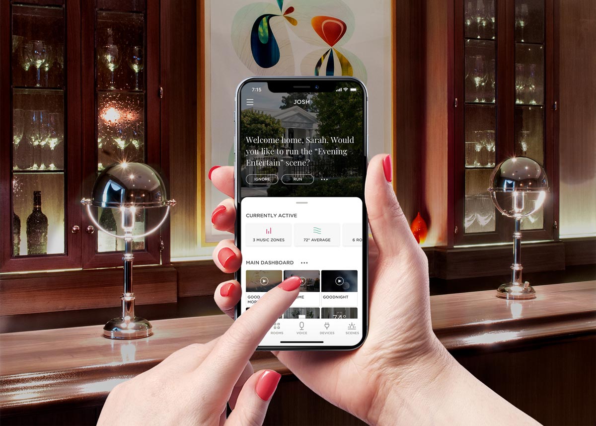 person using iphone with josh ai app
